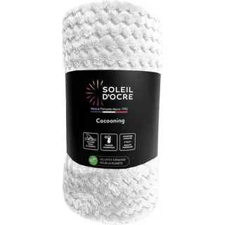 Famanu Decke - Jacquard Microfaser - 180 x 220 cm - Ecru