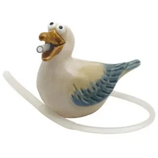 finehomegarden Teichfigur Wasserspeier Möwe und Pumpe blau-natur Steinzeug Wasserspiel, (1-St), 16x8cm H12cm Miniteich, Wasserschale, Terrasse & Balkon blau|bunt