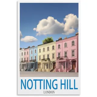 NAEGV DIY-Ölgemälde-Set „Notting Hill, London“ – Reiseposter auf Leinen-Leinwand mit Acrylfarben – Malen nach Zahlen – Wanddeko-Geschenkidee – 30 x 40 cm