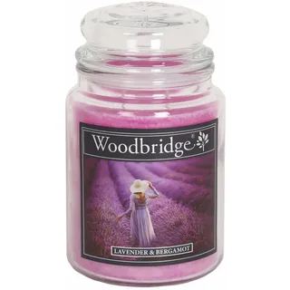 Woodbridge Große Duftkerze im Glas mit Deckel | Lavender & Bergamot | Duftkerze Lavendel | Kerzen lange Brenndauer | Raumduft für Zuhause | Kerze 2 Docht