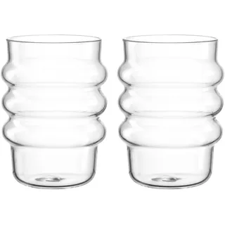 LEONARDO HOME SOLE Trinkglas • 2 Stück • 440 ml • Wasserglas • Bubblebecher • Wellenform • Matcha Becher • Teeglas • Kaffeebecher • Latte Macchiato • Eiskaffee • Spülmaschinengeeignet • Klar • 057167