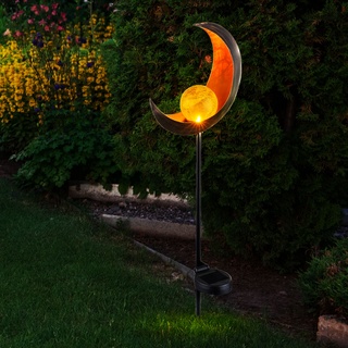 3er Set LED Außen Solar Lampen Garten Steck Strahler Mond Design Terrassen Lotos Blumen Leuchten