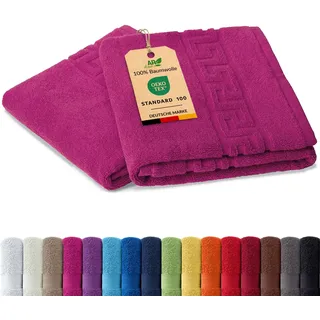 AR Line 2er Set Duschvorleger – Badematten 50 x 70 cm, 100% Baumwolle, 700 g/m2, Weich & Saugstark, Farbe: Pink