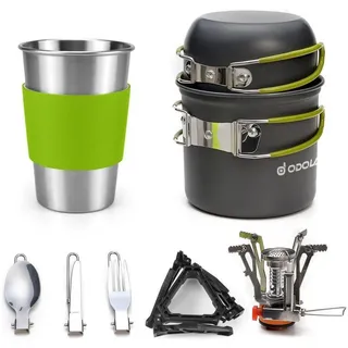 LuxusKollektion Geschirr-Set Camping Geschirr Set 9-teiliges Outdoor Kochgeschirr Aluminium Töpfe bunt