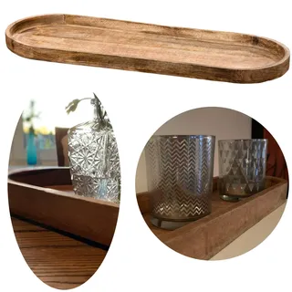 LS-LebenStil XXL Deko Tablett Mango Holz 81x24cm groß - Rechteckig runde Ecken - Serviertablett Holz-Tablett Obstschale Servierplatte Küchentablett Frühstückstablett