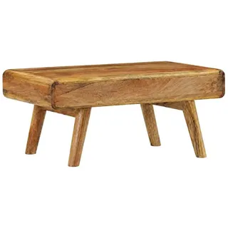 furnicato Couchtisch Vollholz mit goldenem Muster 90 x 50 x 40 cm (1-St), Stabiler Wohnzimmertisch im Retro-Stil mit polierter Oberfläche braun