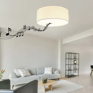 Decken Leuchte Textil Lampe weiß Bluetooth Lautsprecher Wohn Zimmer Beleuchtung