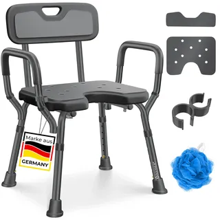 KESSER® Duschhocker mit Lehne für Senioren & Schwangere Duschsitz | Badhocker 150KG belastbar 6 Stufen 38-54cm höhenverstellbar | Duschhilfe Duschstuhl