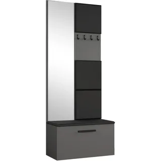 GARDEROBENSCHRANK Rosanno III Grau 80,6/204/40 cm – Modern, mit Spiegel und Kleiderhaken