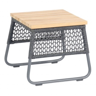 SonnenPartner Lounge-Beistelltisch Poison 45x45 cm Teak/Alu/Polyrope grau Beistelltisch - Sonnenpartner