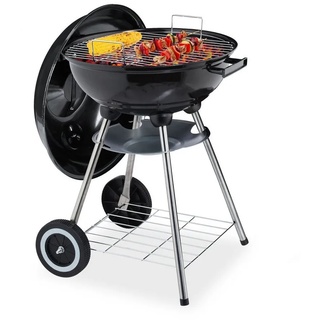 relaxdays Holzkohlegrill »Kugelgrill mit Deckel« schwarz|silberfarben