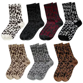 7 Paare Leo Socken,Socken Leo Leopardenmuster Damen,Leoparden Socke Leoprint Kuschelsocken Leo Damen,Thermosocken Mit Leopardenmuster,Warm Und Gemütlich,Für Den Alltag,Wanderaktivitäten Als Geschenk - 38