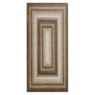 Teppich L?ufer faltbar Braun Grš1n gemustert 60 x 230 cm fš1r Flur und Kš1che - Grün