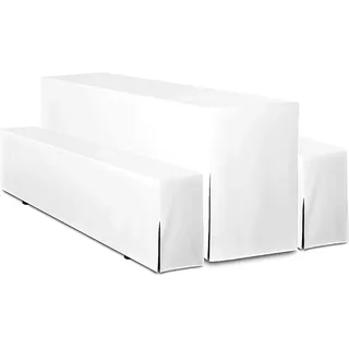 TexDeko Hussen Bierzeltgarnituren gepolstert 5TLG Set Premium 220x70cm Weiß)