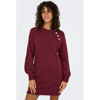 Strickkleid ONLY "ONLEMMA LIFE LS BUTTON ONEC DRESS CC KNT", Damen, Gr. M, N-Gr, gold (cabernet detail:melange, gold button), Strick, Obermaterial: 50% Polyacryl, 50% Polyester, meliert, regular fit kurz, Rundhals, Rippbündchen, Kleider Strickkleid, mit Zierknöpfen