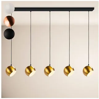 s.luce Pendelleuchte Ball Esstisch-Pendelleuchte 2-5-flammig Ø 20cm Balken 160cm Gold goldfarben