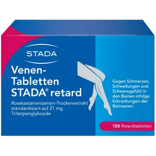 Venen-Tabletten STADA retard gegen Schmerzen & Schwellungen, 100 St | Rosskastaniensamen-Trockenextrakt, apothekenpflichtiges Arzneimittel, 100 Retardtabletten, chronische Venenschwäche, Unisex-E