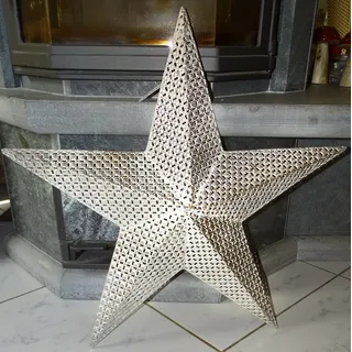 XXL WandDeko-Stern 60X60x6cm  Metall*silber-weiß Wandhänger Wandbild Wand-Deko
