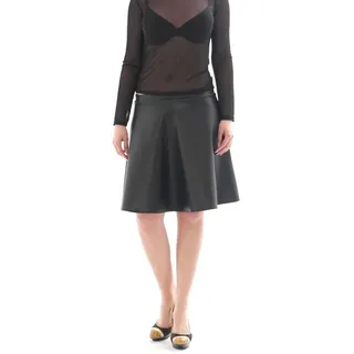 YESET Minirock Rock Knielang schwingend Lack-Leder-Optik fleece innen swing skirt sch Kunstleder Optik schwarz S