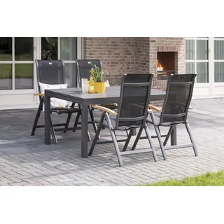 HARTMAN Alice Garten-Essgruppe, xerix/natur, Alu/Teak, 4x4 Textilen, 4 Hochlehner, 260/160x90cm