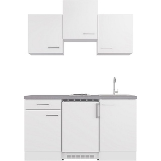 Flex-Well Küche Kopenhagen, Breite 150,5 cm, mit Unterbau-Kühlschrank, Kochfeld und Spüle grau|weiß