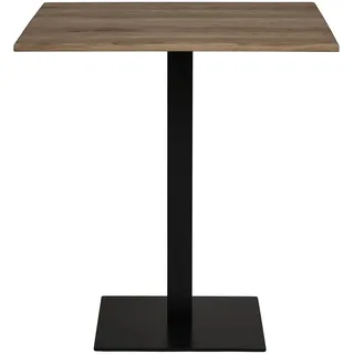 Lignano Café Tisch 70x70 cm Rustikal – Rauchige Eichenholzplatte mit schwarzer M
