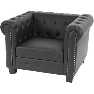 Luxus Sessel Loungesessel Relaxsessel Chesterfield Edingburgh Kunstleder ~ eckige Füße, schwarz