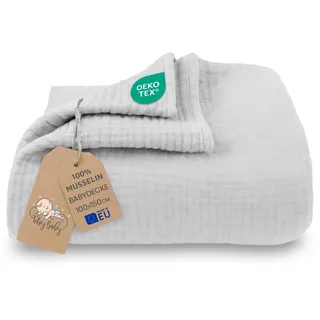 Totsy Baby Babydecke Musselin Decke Baumwolle Kuscheldecke Pucktuch Kinder, Totsy Baby grau 100 cm x 150 cm