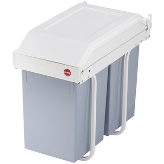 Hailo Multi-Box DUO L 2x14 l | Einbau-Mülltrennsystem für die Küche | Grau-Weiß