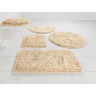 Bruno Banani Badematte Lana, Badvorleger, Badezimmer Teppich, Höhe 25 mm, rutschhemmend beschichtet, fußbodenheizungsgeeignet, schnell trocknend, strapazierfähig, Polyacryl, rund, Badteppich, Badematten, unifarben, auch als 3 teiliges Set & rund beige rund | Ø 100 cm x 25 mm