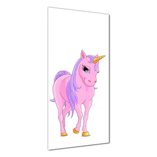 Wallario selbstklebende Duschrückwand 70 x 180 cm mit Motiv Einhorn in rosa mit Schweif in lila II - Wandverkleidung mit Hochglanzlaminat in Glaso... - Rosa