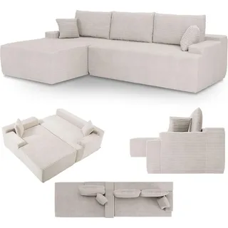 Juskys Eckcouch Cord 3-Sitzer Beige