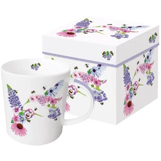 ppd Kaffeebecher Kolibris mit Geschenkbox, Tasse Tiere Tier Vögel Blumen Geschenkset, Hummingbird Fleurettes
