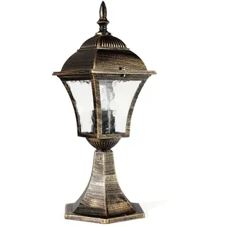 Licht-Erlebnisse Sockelleuchte Aluminium Glas 43 cm E27 Gold Antik
