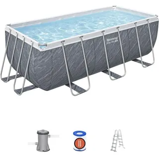 BESTWAY Steel Pro Max 412 x 201 x 122 cm inkl. Filterpumpe und Poolleiter