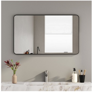 Boromal Wandspiegel Spiegel Schwarz Rechteckig Wand mit Rahmen eckig / abgerundet Flur, für Badzimmer/Ankleidezimmer/Wohnzimmer,unbrechbarer Spiegel schwarz 60 cm x 100 cm