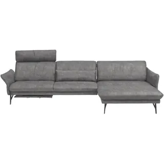 Himolla Ecksofa, Hellgrau, Metall, Uni, Ottomane rechts, L-Form, 330x174 cm, Blauer Engel, Goldenes M, Emas, Typenauswahl, Lederauswahl, Stoffauswahl, Hocker erhältlich, Rücken echt, Wohnzimmer, Sofas & Couches, Wohnlandschaften, Ecksofas