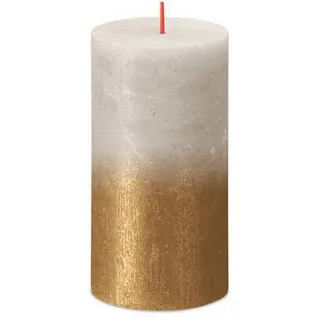 Bolsius Stumpenkerze Sunset 13 cm sandgrau/gold
