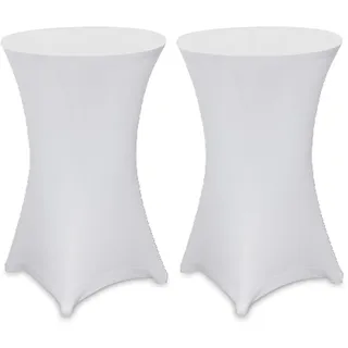 Julido Stretch Stehtischhussen – Elastische Spandex Hussen für Steh- & Bistrotische – Waschbar, Bügelfrei & rutschfest – Verstärkter Fußbereich – Für Hochzeit & Party (Weiß, 2er Set - Ø 60-65cm)