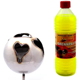 Gartenfackel Feuerkugel – Herz 13cm Durchmesser + 1Liter Brennpaste
