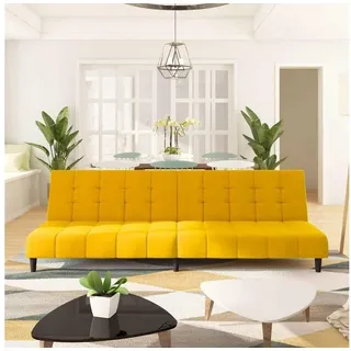 LuxusKollektion Schlafsofa Schlafsofa Klappbar 2 Sitzer 200 x 84,5 x 69 cm Ohne Armlehnen Gelb