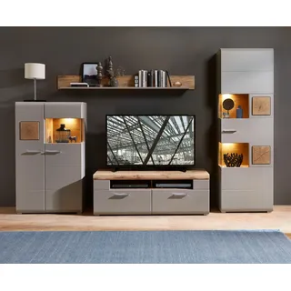 Innostyle Wohnwand Basalt/Eiche Altholz Grau/Braun - Braun