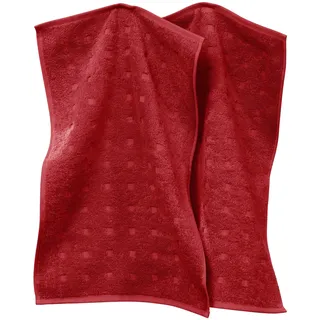 Möve Gästetuch Quadretti 2er-Pack Walk-Frottier rot Größe 30x50 cm
