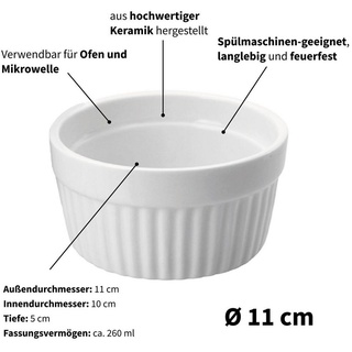 ToCi Dessertschale Creme Brulee Set Förmchen Ø 11x5cm Auflaufformen Weiß 260ml Keramik, (8-tlg)