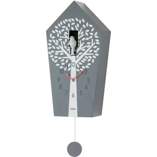 AMS Wanduhr Pendeluhr modern 2 Vögel inklusive - AMS Modell: 7287
