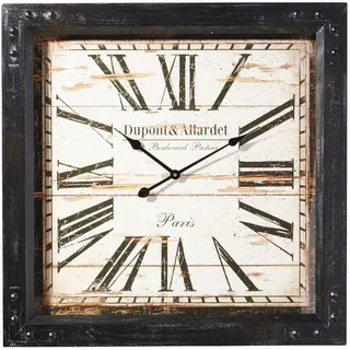 Ambia Home Wanduhr, Schwarz, Holz, Metall, Glas, Papier, Tanne, 80x80 cm, RoHS, Dekoration, Uhren, Wanduhren