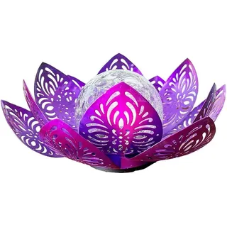 Solar-lotus-licht Für Den Außenbereich, Wasserdicht, Mit Crackle-glaskugel, Solar-gartenlicht, Lotusblütenform, Warmweiß, Crackle-glaskugel, Dekorativ
