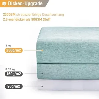 Duschvorhang Stoff 180x200 cm wasserdicht Leinenoptik Türkis Blaugrün