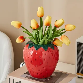Vintage Vase aus Keramik, Erdbeere – dekorativer Obsttopf