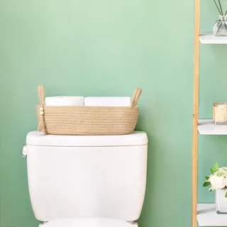 Famanu Aufbewahrungskorb für Toilettentank - Gewebtes Jute mit Holzperlen - 30 cm L x 15 cm B